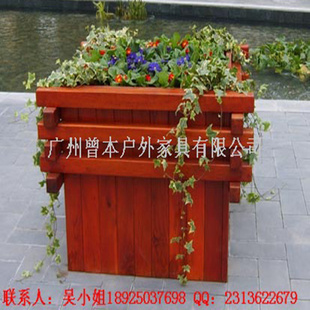道路绿化防腐木花箱 户外花盆实木定制种植槽花槽