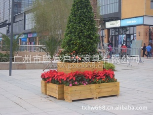 广州番禺户外防腐木花箱厂家直销 户外防腐木花箱 广场户外花箱