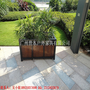 道路花箱 景区小区绿化型实木可定制花箱 组合型花槽