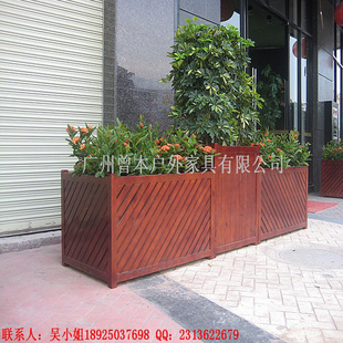 厂家户外环保绿化花箱 景区小区盆栽花盆实木组合型花箱