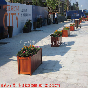 户外实木花箱景区小区休闲木栏栅花盆 道路绿化带环保箱