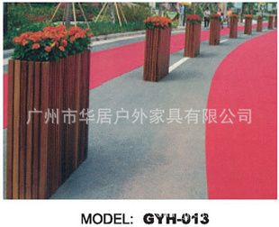 景观实木花箱、小区路旁花箱、户外休闲实木家具