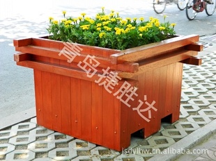 花箱【厂庆优惠】木质花盆 街道花盆 花钵 青岛花箱