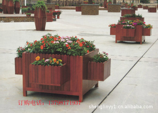 组合花盆,户外组合木花箱,塑木花箱,步行街花箱