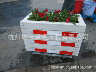 浙江宁波埃卡联盛广场工程白色塑木花箱、防腐木塑花钵、花盆