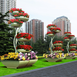 立体绿化 厂区花柱 物业小区花坛 旅游景点花塔花树 道路组合花箱