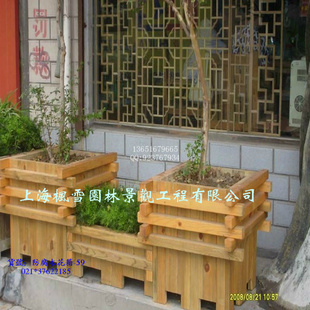 湖州防腐木花箱 广场花盆 售楼处花箱花车花盆 花架葡萄架