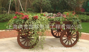 滨州防腐木花车实木花槽花台花箱花架 直接放土花盆花池