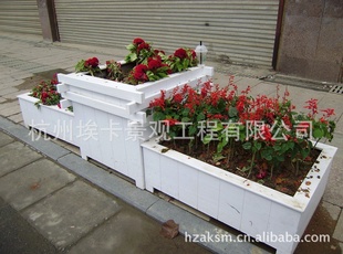 浙江宁波埃卡<工程>塑木白色花箱、木塑防腐花箱