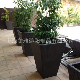【上海编藤桌椅工厂】定做各种尺寸户外编藤花箱 防藤花箱