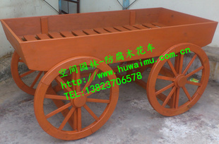 厂商木制花车,防腐木花车,房地产园林花车,移动售货车
