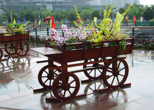 花车 精品防腐木 炭化木 花箱 花盆 山东济南