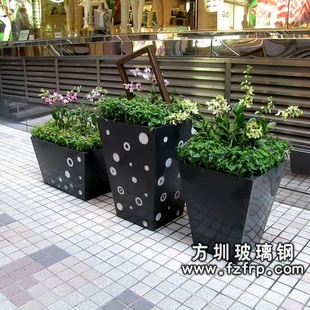 黑色户外玻璃钢花盆批发 街道 物业 小区*花盆 可按需求定做