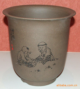 高档宜兴紫砂花盆/兰花盆/千筒/吴奎-小金钟