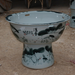 景德镇陶瓷高档手绘荷花金鱼缸 水缸 水仙花盆 装饰缸