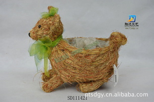 厂家直供庭院花盆 户外阳台 小花盆 草制品 草编花盆