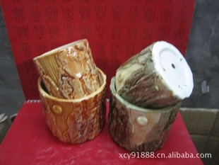 批发库存瓷花盆 园艺工艺容器大小两件套装 四个颜色