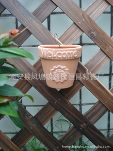 厂家直销/园艺挂盆/花园摆设/园林装饰/红陶花盆/细质陶瓷/出口版