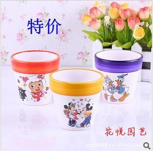 魔豆专用盆 陶瓷花盆 卡通花盆 园艺花盆 买盆送土一包 颜色随机