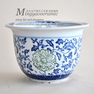 景德镇陶瓷花钵 花盆容器 园艺花盆 青花花盆 家居饰品 12019