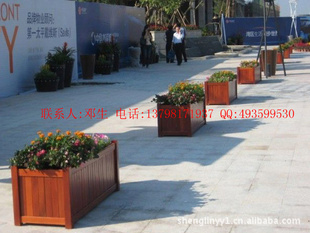 专业生产咖啡厅花架,户外广场花盆,仿木花钵