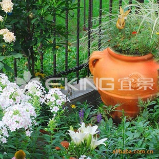 园林花盆 环纹红陶盆 园林陶罐 艺术陶盆 园艺花盆容器 景观花盆