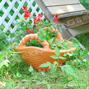 庭院花盆 园林花盆 双柄红陶盆 陶烧花盆 园林陶盆 工厂陶罐