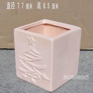 陶瓷 花盆 红陶土 花盆 方型卡通 流星浮雕画面 无孔花盆