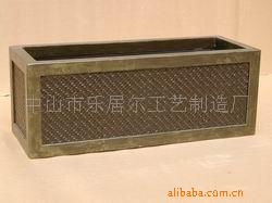 玻璃钢材质编织仿古仿金属效果长方形室内外花盆批发