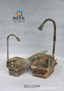 厂家直供仿古花盆 园艺用品 木制六角花盆 阳台装饰 盆栽用品