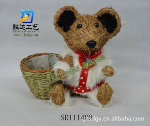 厂家直供礼品 庭院用品 盆栽用品 草编花盆