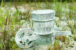 创意中式复古手推小水车手工花盆 水洗白色木质工艺花盆 10A681