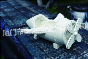 欧式庭院创意飞机形奶白色木质花盆 木制工艺品花盆容器 10B466