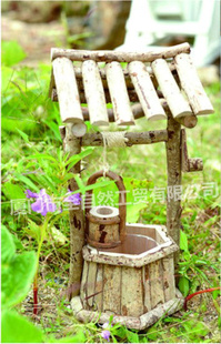 中式复古水井式楠木木花盆 创意家居装饰品摆设园艺木花盆 10B347
