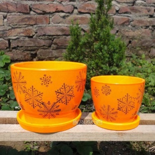 欧式 陶瓷 花盆 满花 雪花图俺 套二 花盆 批发