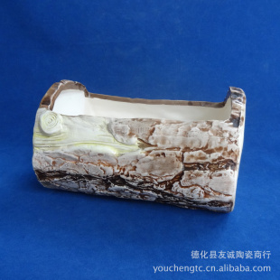 库存陶瓷用品 家居种植工艺 厂家现货批发 木桩式花盆 2355