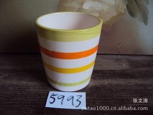 库存陶瓷树脂工艺品批发 【四色圈花盆(5993)摆饰】亮点