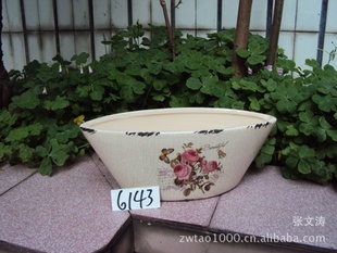 外贸陶瓷树脂工艺品批发 【仿搪瓷 条形花盆(6143)摆饰】 亮点