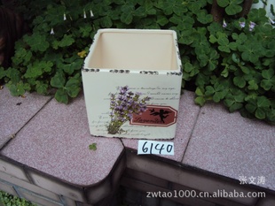 外贸陶瓷树脂工艺品批发 【仿搪瓷花盆(6140)摆饰】 亮点