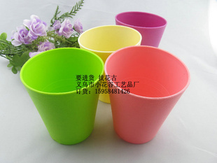 厂家直销 环保仿真花器种植(磨砂面塑料花盆)小花谷草娃娃批发