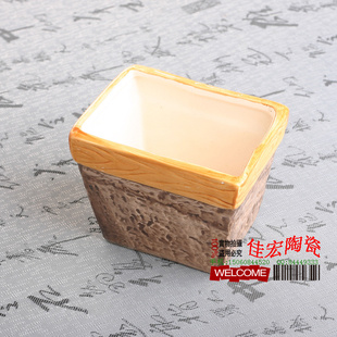 陶瓷花盆 卡通陶瓷花盆 方形陶瓷花盆 条文陶瓷花盆