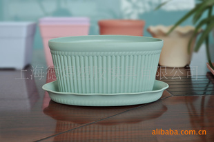 维罗纳品牌 椭圆塑料花盆水仙花花盆椭圆形塑料花盆 绿色塑料花盆