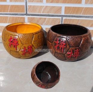 陶瓷花盆 红字(拼搏) 小号足球造型 花盆批发