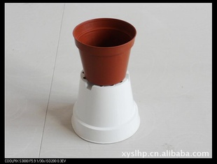 红色网底直边塑料花盆A80*65 红白双色可选