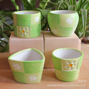 厂家直销 陶瓷花盆迷你小花盆11050套四国际杯小盆栽 陶瓷工艺品