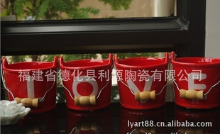 陶瓷花盆 创意水桶型花盆 情人节礼物花盆 9371 欧式花盆