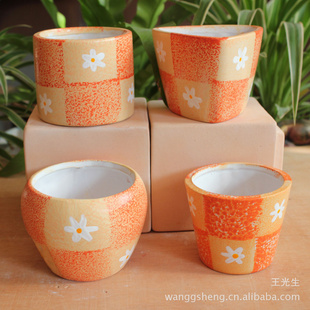 陶瓷工艺品 11051国际套四小盆栽 迷你小花盆 园艺盆栽花园盆栽
