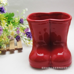 外贸厂家直销 水鞋形陶瓷花盆 zakka杂货家居花盆
