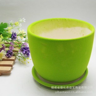 外贸厂家直销 陶瓷工艺品 陶瓷植绒花盆 创意花盆FB022