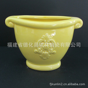 花盆 陶瓷花盆 批发陶瓷花盆  厂家批发古典花盆-黄色